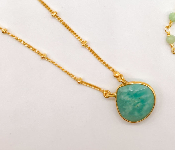 Lovely Amazonite Necklace in Gold