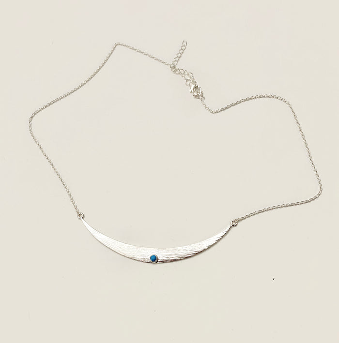 Shield Maiden Necklace - Brushed Silver & Turquoise