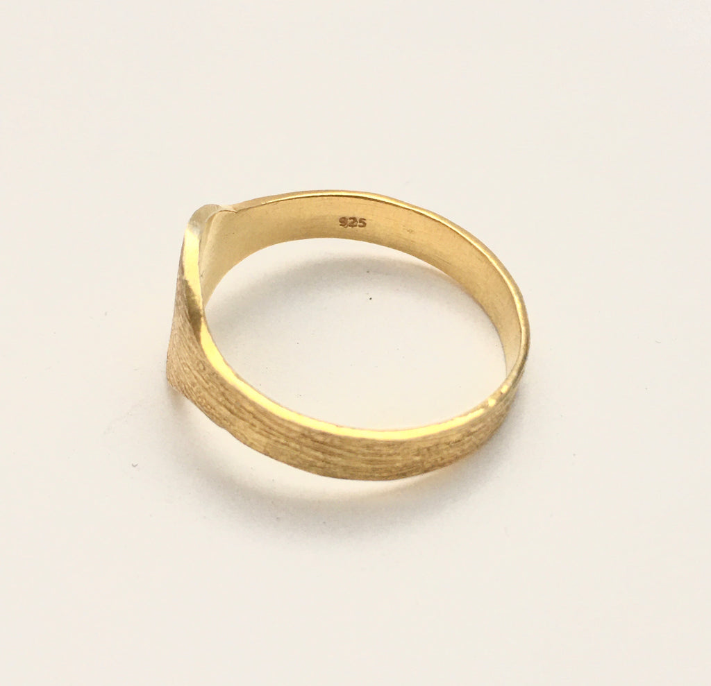Brushed Signet Ring in Gold