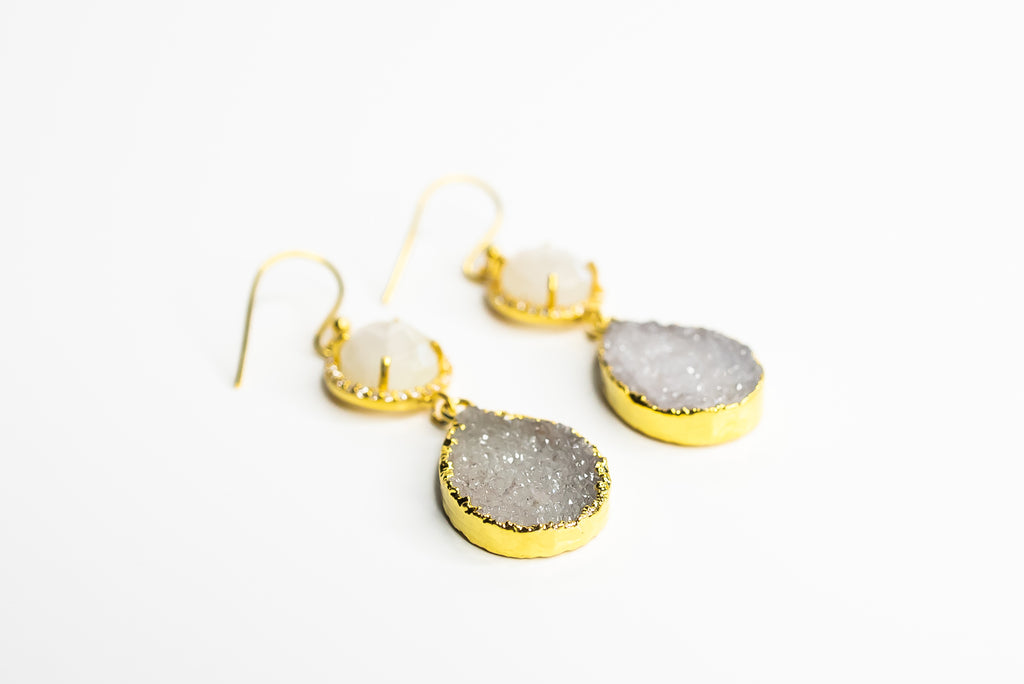 Moon And Druze Earrings