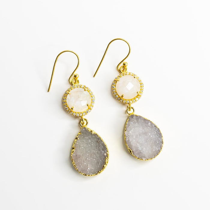 Moon And Druze Earrings