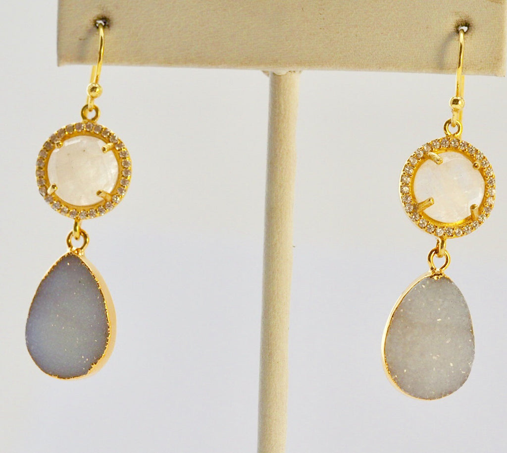 Moon And Druze Earrings