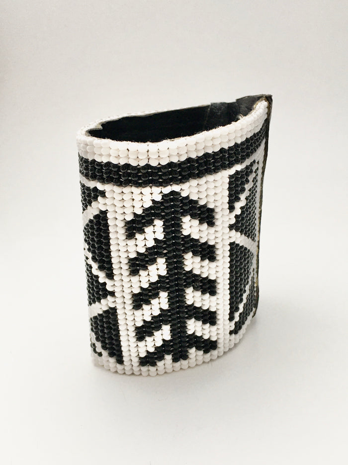 Beaded Cuff Bangle in Black and White