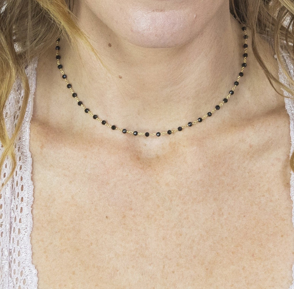Black Spinel Infinity Necklace
