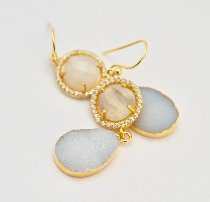 Moon And Druze Earrings