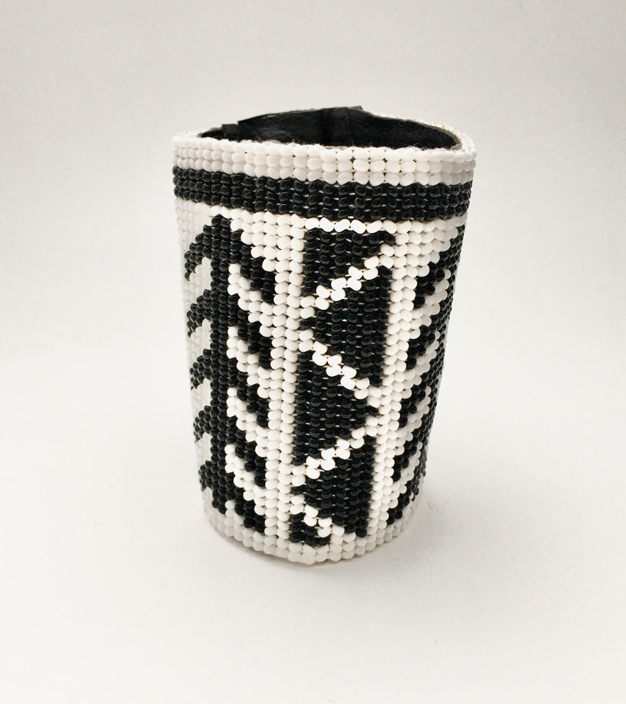Beaded Cuff Bangle in Black and White