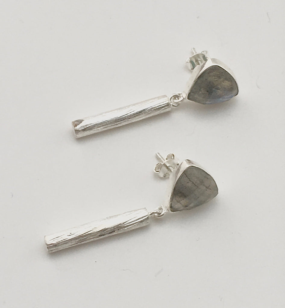 Trillion Bar Earrings in Silver