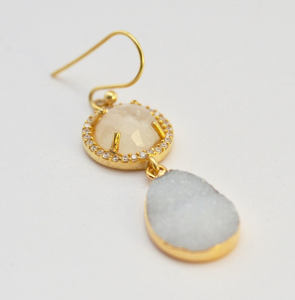 Moon And Druze Earrings