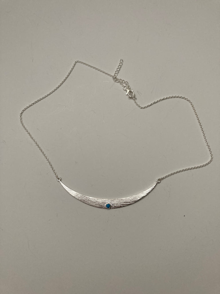 Shield Maiden Necklace - Brushed Silver & Turquoise